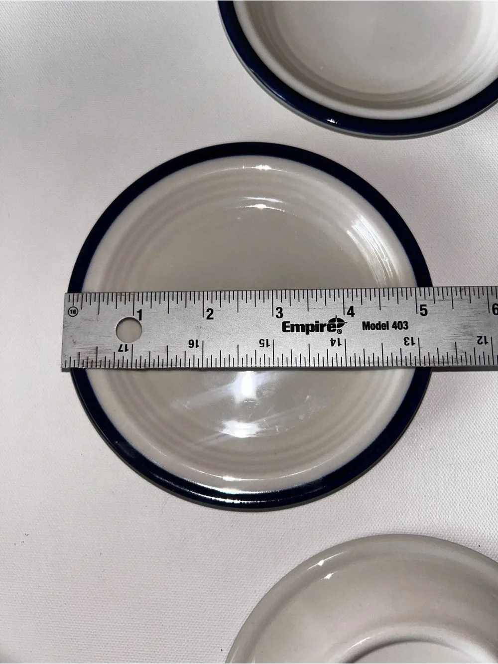 Set of 8 Vintage Sterling China Bread & Butter Plates Wellsville Ohio Blue Rim